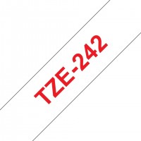 Brother TZe242 Cinta Laminada Generica de Etiquetas - Texto rojo sobre fondo blanco - Ancho 18mm x 8 metros