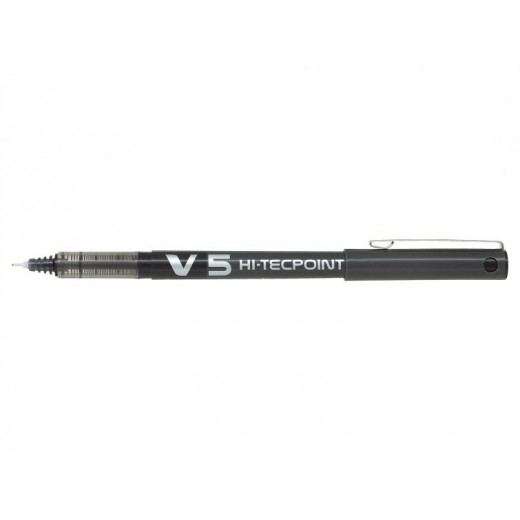 Pilot Boligrafo de tinta liquida V5 HI-Tecpoint Rollerball - Punta fina de aguja 0.5mm - Trazo 0.3mm - Color Negro