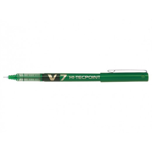 Pilot Boligrafo de tinta liquida V7 HI-Tecpoint Rollerball - Punta fina de aguja 0.7mm - Trazo 0.5mm - Color Verde