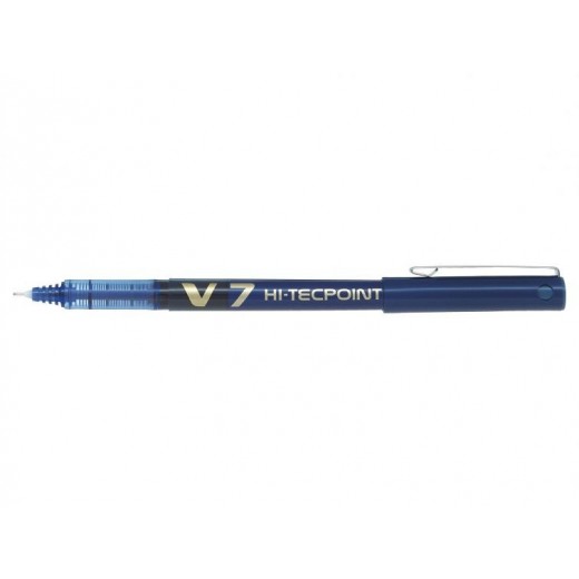 Pilot Boligrafo de tinta liquida V7 HI-Tecpoint Rollerball - Punta fina de aguja 0.7mm - Trazo 0.5mm - Color Azul