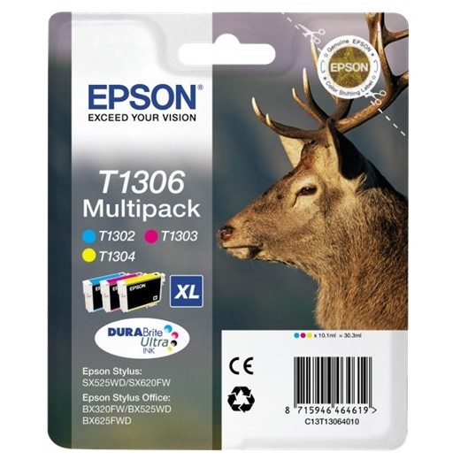 Epson T1306 Pack de 3 Cartuchos de Tinta Originales - Cian