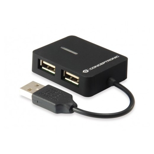 Conceptronic Hub Extensor de Viaje USB 2.0 a 4 Puertos USB 2.0 - 480Mbps - Negro