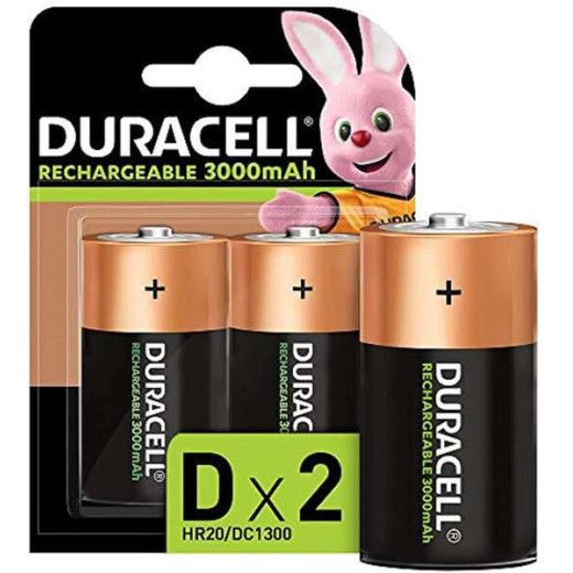 Duracell Pilas Recargables NiHM D LR20 1.2V 3000mAh - Precargadas - 2 Unidades