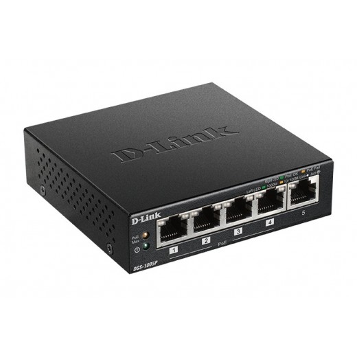 D-Link Switch 5 Puertos Gigabit 10/100/1000 Mbps - PoE+