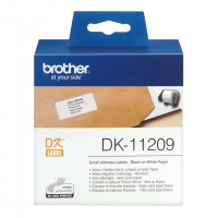Brother DK11209 - Etiquetas Originales Precortadas de Direccion Pequeñas - 29x62 mm - 800 Unidades - Texto negro sobre fondo b