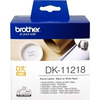 Brother DK11218 - Etiquetas Originales Precortadas Circulares - 24 mm de Diametro - 1000 Unidades - Texto negro sobre fondo bla