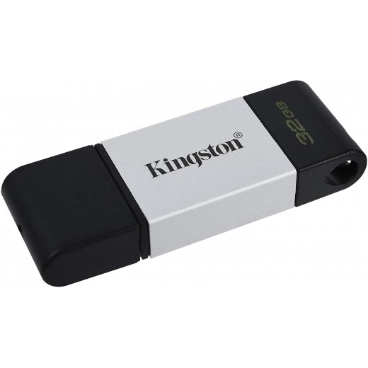 Kingston DataTraveler 80 Memoria USB Tipo C 32GB - USB-C 3.2 Gen 1 - 200 MB/s en Lectura - Con Tapa - Diseño Metalico (Pendriv
