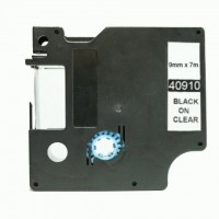 Dymo D1 40910 Cinta de Etiquetas Generica para Rotuladora - Texto negro sobre fondo transparente - Ancho 9mm x 7 metros - Reemp