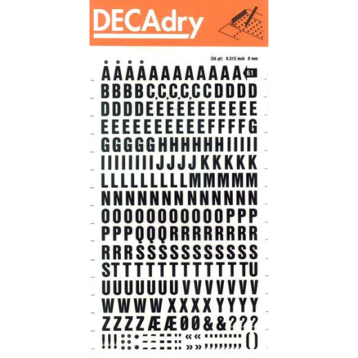 Apli Letras Transferibles Mayusculas Negras 8mm - Facil Aplicacion - 263 Caracteres - Resistente al Agua - Versatil - Negro