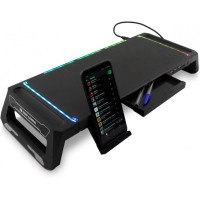 DeepGaming SN06 Soporte para Monitor - Ajustable 2 Alturas - Iluminacion RGB - 3 Puertos USB 2.0 + 1 Puerto USB 3.0 - Color Negro