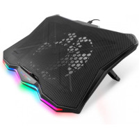 DeepGaming RBW-17 Base de Refrigeracion para Portatil hasta 17" - Ventilador de 17.5cm - 7 Posiciones de Inclinacion - Iluminacion LED Rainbow - 2 Puertos USB 2.0