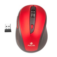 NGS Evo Mute Raton Inalambrico USB 1600dpi - 5 Botones - Silencioso - Uso diestro - Color Rojo/Negro
