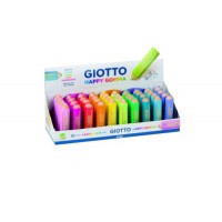 Giotto Happy Gomma Expositor de 40 Gomas de Borrar - Forma de Lapiz - Para Borrar Grafito - 10 Colores Fluo