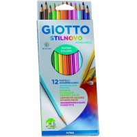 Giotto Stilnovo Acquarell Pack de 12 Lapices de Colores Acuarelables Hexagonales - Mina 3.3 mm - Madera - Colores Surtidos