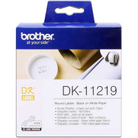 Brother DK11219 - Etiquetas Originales Precortadas Circulares - 12 mm de Diametro - 1200 Unidades - Texto negro sobre fondo blanco