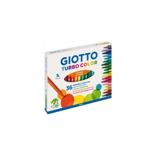 Giotto Turbo Color Pack de 36 Rotuladores - Punta Fina 2.8 mm. - Tinta al Agua - Lavable - Colores Surtidos
