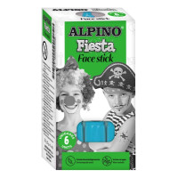 Alpino Fiesta Face Stick Pack con 6 Barritas de Pintura Facial - Sistema Retractil Giratorio - Se Lava con Agua - Testado Dermatologicamente - Color Azul Cyan