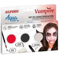 Alpino Aqua Make Up Set de Caracterizacion de Vampiros - 3 Polveras + Cera Negra + Pincel + Esponja