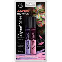 Alpino Make-up Liquid Liner Pack con 2 Botes de Maquillaje Liquido con Aplicador - Se Lava con Agua - Testado Dermatologicamente - Colores Rosa y Lila