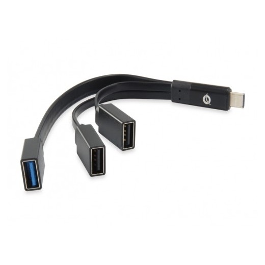 Conceptronic Hubbies Extensor de USB-C a 2 Puertos USB-A 2.0 y 1 Puerto USB-A 3.0 - 2X 480Mbps 1X 5Gbps - Negro