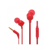 JBL Tune 110 Auriculares con Microfono - Manos Libres - Control en Cable - Cable Plano de 1.11m - Color Rojo