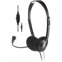NGS MS103 Pro Auriculares con Microfono - Microfono Flexible - Diadema Ajustable - Control en Cable - Cable de 1.80m - Color Ne