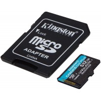 Kingston Tarjeta Micro SDXC 512GB UHS-I U3 V30 Clase 10 170MB/s Canvas Go Plus con Adaptador