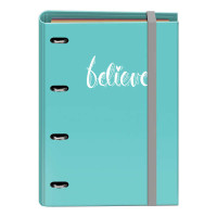 Dohe Carpeta Recambio Tamaño A4 - 4 Anillas Mixtas de 35mm - Cierre de Goma Elastica - Recambio de 100 Hojas de 90gr - Cuadricula de 5mm con Banda de Color - 4 Separadores - Sobre Velcro de Polipropileno