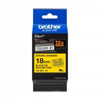 Brother TZeS641 Cinta Laminada Super Adhesiva Original de Etiquetas - Texto negro sobre fondo amarillo - Ancho 18mm x 8 metros