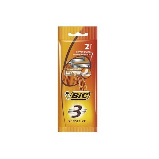 Bic Sensitive 3 Pack de 2 Maquinillas de Afeitar Desechables de 3 Hojas - Tira Lubricante con Aloe Vera