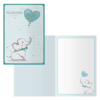 Dohe Elephant Pack de 6 Tarjetas de Felicitacion para Nacimientos - 11.5x17cm - Impresas a Todo Color - Estampaciones con Pelicula de Color - Estampacion en Seco - Papel Offset Blanco de 300gr - Incluye Sobre de Color