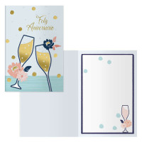 Dohe Brindis Pack de 6 Tarjetas de Felicitacion de Aniversario - 11.5x17cm - Impresas a Todo Color - Estampaciones con Pelicula de Color - Papel Offset Blanco de 300gr - Incluye Sobre de Color