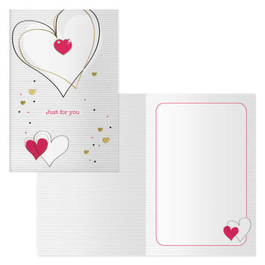 Dohe Pack de 6 Tarjetas de Felicitacion de San Valentin - 11.5x17cm - Impresion a Todo Color - Estampaciones con Pelicula de Color - Estampacion en Seco - Papel Offset Blanco de 300gr - Incluye Sobre de Color