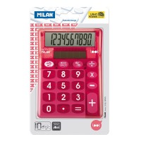 Milan Calculadora 10 Digitos Look - Calculadora de Sobremesa - Teclas grandes - Tecla rectificacion entrada de datos - Color Ro