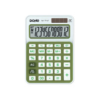 Dohe Calculadora de Sobremesa Pequeña 12 Digitos - Teclas de Gran Formato - 4 Teclas de Memoria - Apagado Automatico - Alimentacion Solar y Pilas - Color Blanco/Verde