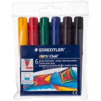 Staedtler Noris Watercolour 341 Pack de 6 Rotuladores de Gran Tamaño - Trazo 3mm Aprox - Lavable Facilmente - Tinta Base de Ag