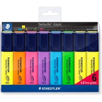 Staedtler Textsurfer Classic 364 Pack de 8 Marcadores Fluorescentes - Punta Biselada 1 - 5mm Aprox - Secado Rapido - Colores Su