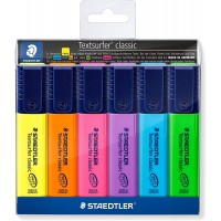 Staedtler Textsurfer Classic 364 Pack de 6 Marcadores Fluorescentes - Secado Rapido - Trazo 1 - 5mm Aprox - Colores Surtidos