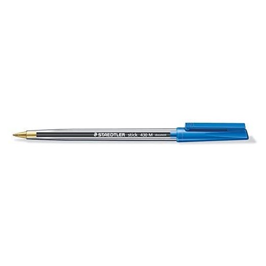Staedtler Stick 430 Boligrafo con Capuchon - Punta 0.35mm - Tinta Endeleble - Color Azul