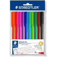 Staedtler Ball 432 Pack de 10 Boligrafos de Bola - Trazo 0.5mm - Escritura Suave - Colores Surtidos