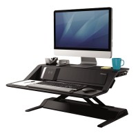 Fellowes Sit-Stand Lotus DX Estacion de Trabajo - Ajustable en Altura - Puertos USB - Carga Inalambrica - Color Negro
