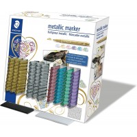 Staedtler Metallic Pen Expositor de 100 Marcadores - Trazo 1.2mm - Tinta Base de Agua - Colores Surtidos