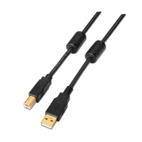Aisens Cable USB 2.0 Impresora Super Alta Calidad con Ferrita - Tipo A Macho a Tipo B Macho - 2.0m - Color Negro