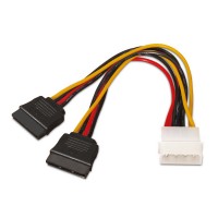 Aisens Cable SATA Alimentacion - Molex 4pin/M-2xSATA Hembra - 20cm - 100% Cobre - Color Negro