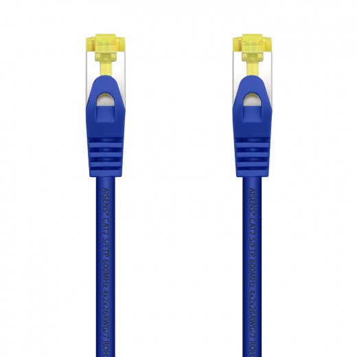Aisens Cable de Red Latiguillo RJ45 LSZH Cat.7 600 MHz S/FTP PIMF AWG26 - 25cm - Color Azul