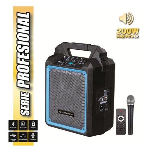 Coolsound Pro 200 Altavoz Autoamplificado Bluetooth 200W 6.5 pulgadas 60W RMS con Bateria - USB