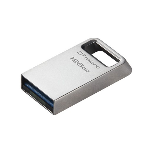 Kingston DataTraveler Micro Memoria USB 128GB - USB 3.2 Gen 1 - Ultracompacta y Ligera - Enganche para Llavero - Cuerpo Metalic
