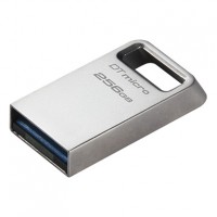 Kingston DataTraveler Micro Memoria USB 256GB - USB 3.2 Gen 1 - Ultracompacta y Ligera - Enganche para Llavero - Cuerpo Metalic