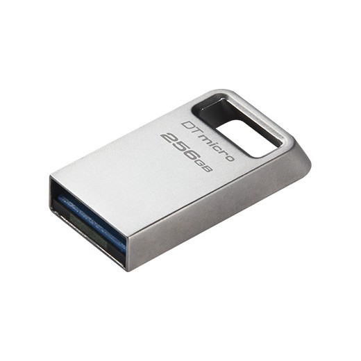 Kingston DataTraveler Micro Memoria USB 256GB - USB 3.2 Gen 1 - Ultracompacta y Ligera - Enganche para Llavero - Cuerpo Metalic
