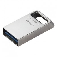 Kingston DataTraveler Micro Memoria USB 64GB - USB 3.2 Gen 1 - Ultracompacta y Ligera - Enganche para Llavero - Cuerpo Metalico